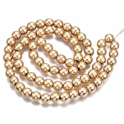 Electroplate Non-magnetic Synthetic Hematite Bead Strands X-G-Q466-6mm-04-1
