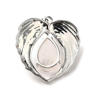 Natural Rose Quartz Teardrop Pendants KK-K331-02P-02-1