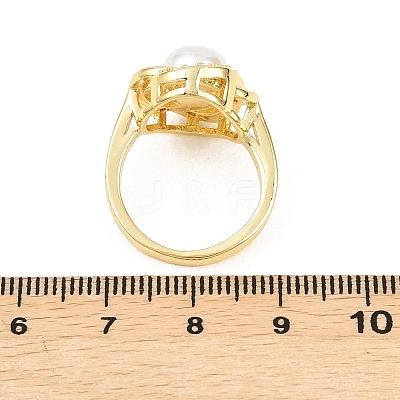 Brass Micro Pave Cubic Zirconia Finger Rings for Women RJEW-D340-02G-09-1