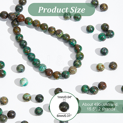 2 Strands Natural African Turquoise(Jasper) Beads Strands TURQ-NB0001-23-1