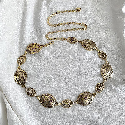Tibetan Style Zinc Alloy & Iron Oval Link Chain Waist Belly Chains WGB4B33-02-1