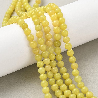 Natural Lemon Jade Beads Strands G-G284-A01-6mm-1