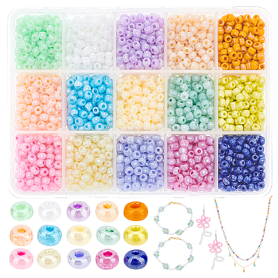15 Colors Glass Seed Beads SEED-PH0012-08-WH-1