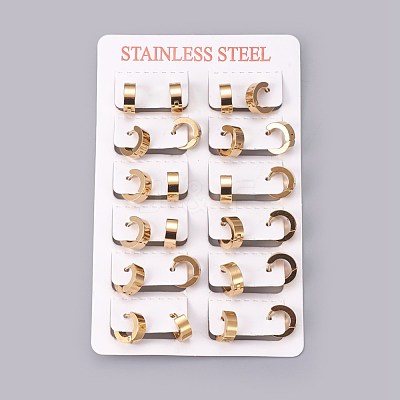 304 Stainless Steel Huggie Hoop Earrings EJEW-O087-09D-1
