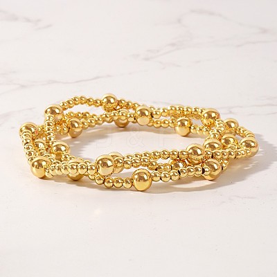 Bohemia Brass Round Beaded Stretch Bracelet Sets TK0566-45-1