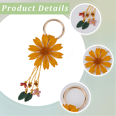 Leather and Alloy Keychain HJEW-WH20022-04B-04-1