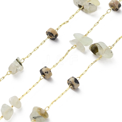 Natural Mixed Stone Chips & Disc Beaded Chains CHC-C001-01G-1