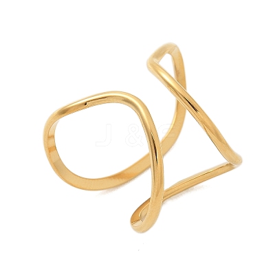304 Stainless Steel Open Cuff Rings for Women RJEW-Z077-01G-11-1