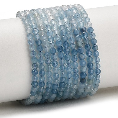 Gradient Color Natural Devil Blue Aquamarine Beads Strands G-NH0072-B01-3mm-1
