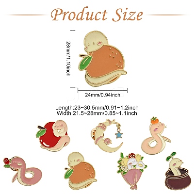 14Pcs 7 Styles Snake Enamel Pins JEWB-CJ0001-55-1