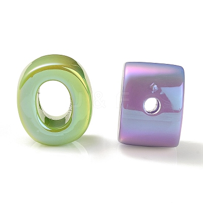 UV Plating Rainbow Iridescent Acrylic Beads OACR-C012-01-1-1