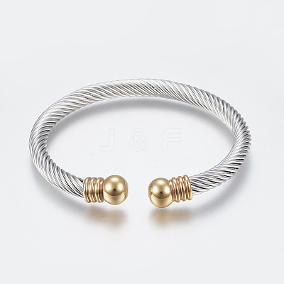 304 Stainless Steel Torque Bangles BJEW-G584-05A-1