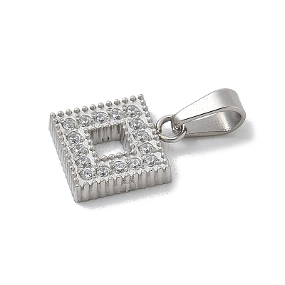 Ion Plating(IP) 304 Stainless Steel Micro Pave Cubic Zirconia Pendants STAS-Z107-06P-02-1