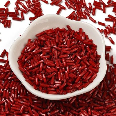 Baking Paint Glass Twist Bugle Beads SEED-C004-02J-1