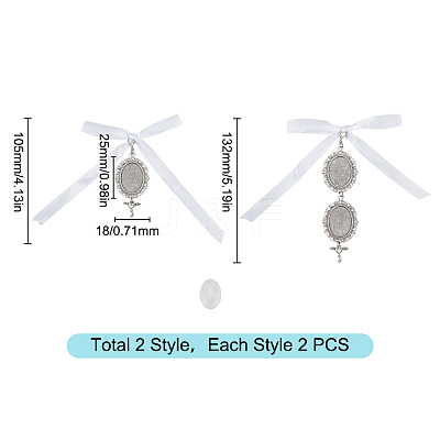 Tibetan Style Alloy & Glass Oval Photo Bouquet Hanging Ornaments HJEW-HY0001-11-1