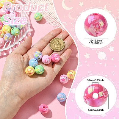 50Pcs Plating Acrylic Beads OACR-CJ0002-18-1