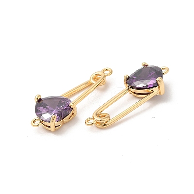 Heart Shaped Glass Connector Charms KK-B074-74G-03-1