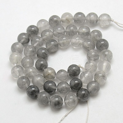 Natural Gemstone Cloudy Quartz Round Bead Strands G-O021-6mm-03B-1