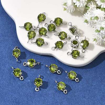 SHEGRACE Brass Pave Cubic Zirconia Flat Round Connector Charms XGRQ2O414-435D-P-1