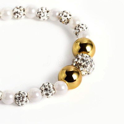 Acrylic Pearl Beaded Stretch Bracelets BJEW-N279-26-1