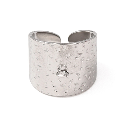 Textured 304 Stainless Steel Cuff Ring Settings SA-CBA7DC2-02P-1