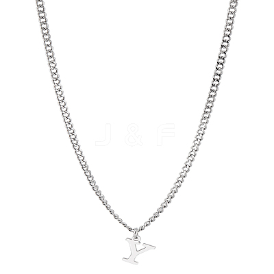 1Pc 304 Stainless Steel Letter Pendant Necklaces NJEW-LP0001-33Y-P-1