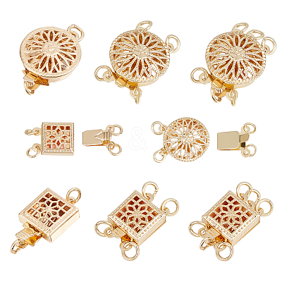 6Pcs 6 Styles Brass Box Clasps KK-NB0003-36-1