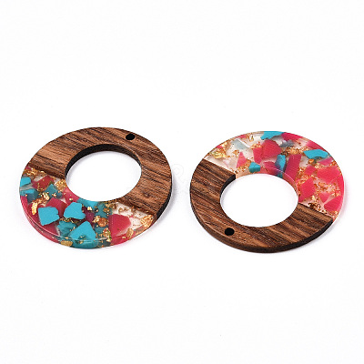 Transparent Resin & Walnut Wood Pendants RESI-TAC0017-74-A04-1