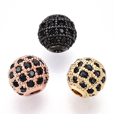 Rack Plating Brass Cubic Zirconia Beads ZIRC-S001-8mm-B-M-1