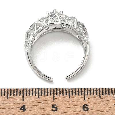 Brass Micro Pave Cubic Zirconia Cuff Open Rings RJEW-C163-24P-1