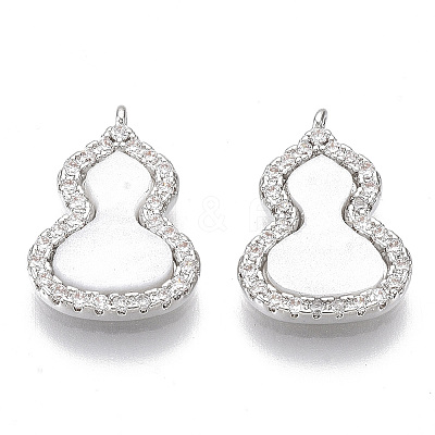 Brass Micro Pave Clear Cubic Zirconia Charms KK-S355-007P-NF-1