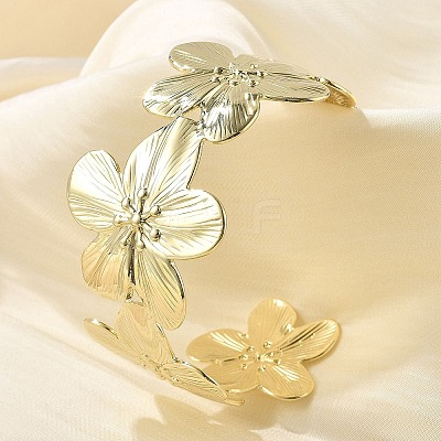 Flower Brass Cuff Open Bangles BJEW-M060-05G-1
