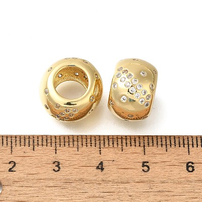 Brass Micro Pave Cubic Zirconia Beads KK-Z086-18G-1