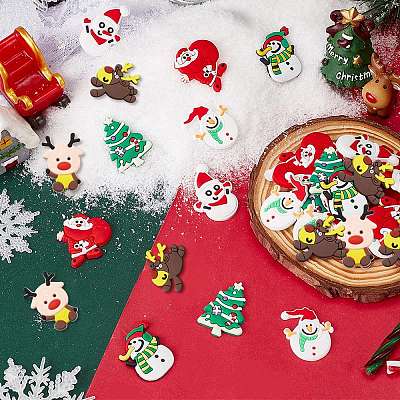 84Pcs 7 Styles Christmas Theme PVC Cabochons FIND-SC0011-36-1