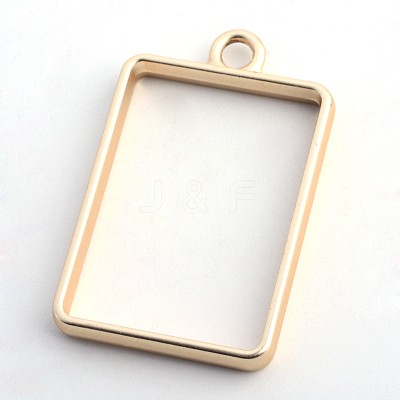 Matte Style Rack Plating Alloy Rectangle Open Back Bezel Pendants PALLOY-S047-28C-FF-1