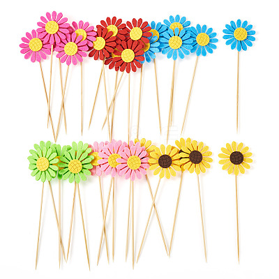 Wood with Paper Cake Toppers AJEW-TAC0035-11A-1