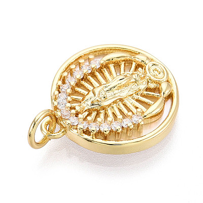 Brass Micro Pave Clear Cubic Zirconia Pendants KK-N268-73G-1
