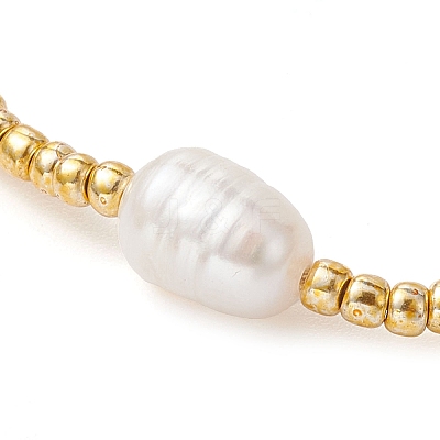 Natural Pearl & Seed Braided Bead Bracelets BJEW-JB09722-01-1