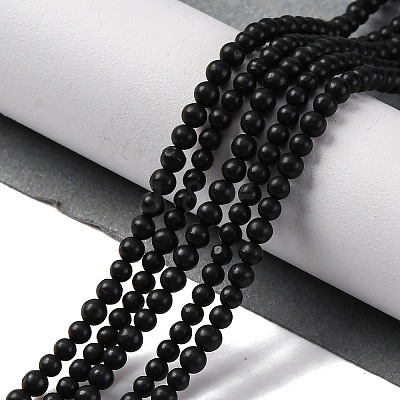 Natural Shungite Beads Strands G-M353-A04-3mm-1