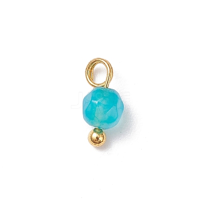 Natural Agate(Dyed & Heated) Faceted Round Charms PALLOY-JF04286-01-1