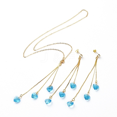 Stud Earrings & Pendant Necklaces Sets SJEW-JS01075-04-1