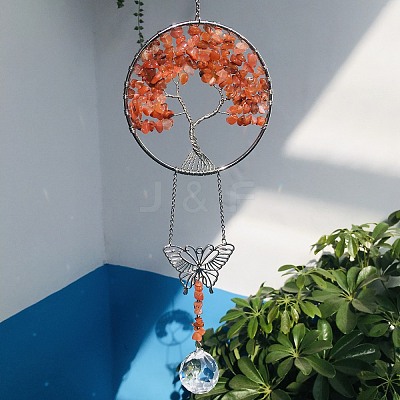 Glass Teardrop Pendant Decoration DJEW-PW0019-05D-1