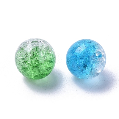 Two Tone Transparent Crackle Acrylic Beads CACR-R009-12mm-M-1