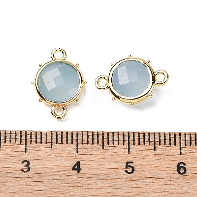 Brass Natural Natural White Jade Imitation Aquamarine Connector Charms KK-Z096-01G-05-1