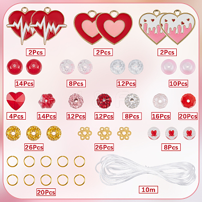 Valentine's Day Theme DIY Polymer Clay Rhinestone Beads Stretch Bracelet Making Kits DIY-SC0028-69-1