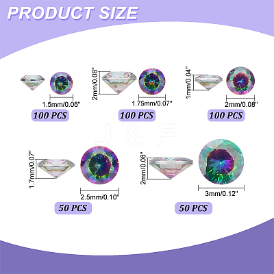 5 Style Cubic Zirconia Pointed Back Cabochons ZIRC-PH0001-41-1