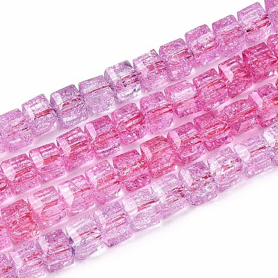 Crackle Transparent Glass Beads Strands GLAA-N062-6mm-07-1