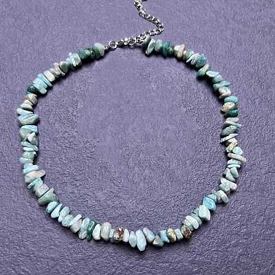 Natural Amazonite Chip Beaded Necklaces for Women IW6789-55-1