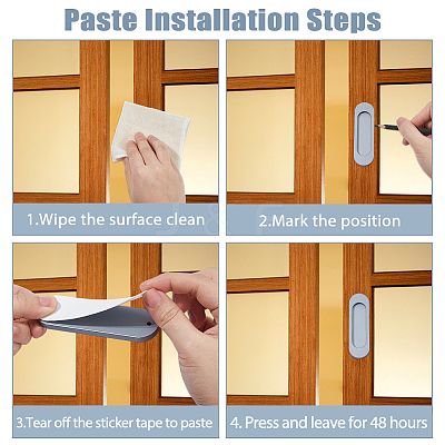 4Pcs Aluminum Alloy Self Adhesive Handles for Sliding Door AJEW-FH0007-31P-1