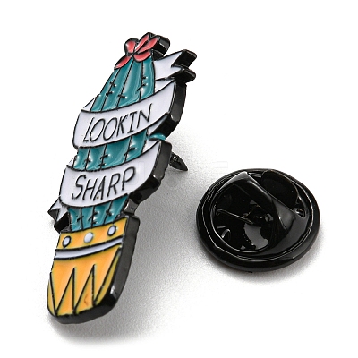 Cactus with Word Look In Sharp Enamel Pins JEWB-Q031-04EB-03-1